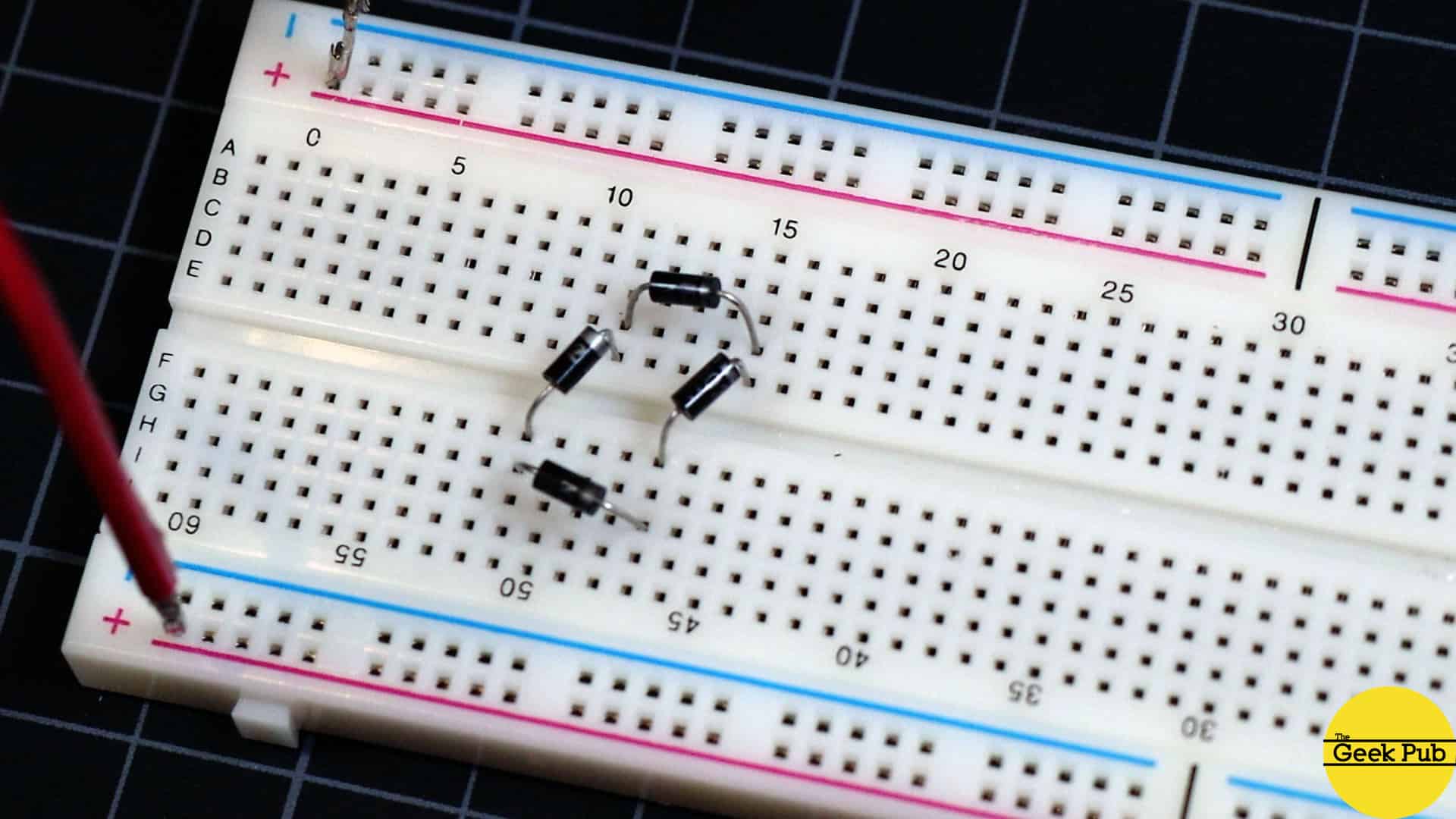 bridge rectifier on breadboard